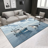 Marine Pattern Sea Sailing Various Size Crystal Velvet Area Rug Rectangle Carpet