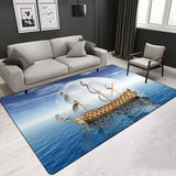 Modern Design Marine Pattern Rug Nautical Sailboat Pattern Carpet，More Design Crystal Velvet Area Rug Rectangle Carpet，Shark Pattern Carpet