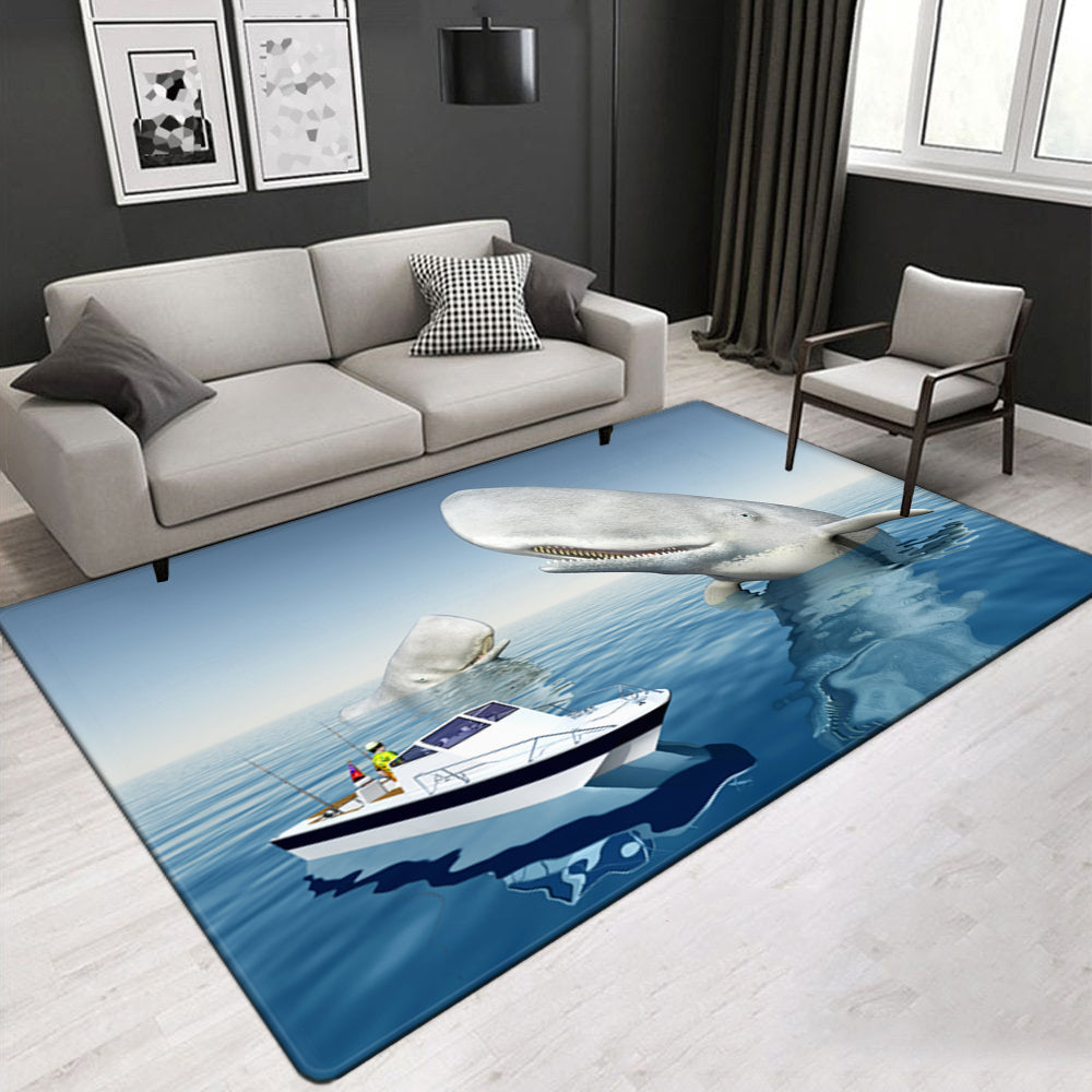 Modern Design Marine Pattern Rug Nautical Sailboat Pattern Carpet，More Design Crystal Velvet Area Rug Rectangle Carpet，Shark Pattern Carpet