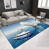 Modern Design Marine Pattern Rug Nautical Sailboat Pattern Carpet，More Design Crystal Velvet Area Rug Rectangle Carpet，Shark Pattern Carpet