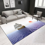 Marine Pattern Sea Sailing Various Size Crystal Velvet Area Rug Rectangle Carpet